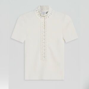 Scanlan Theodore - SHORT SLEEVE TOP -White Button-Front Shirt